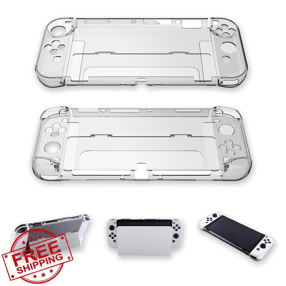 Oniartasy Switch OLED Clear PC Case Heat Dissipation Kickstand Dockable