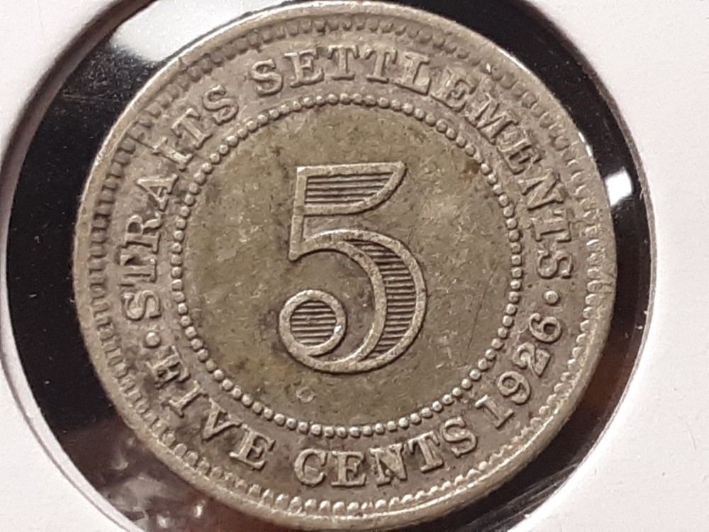 1926 Straits Settlements Silver Five Cents