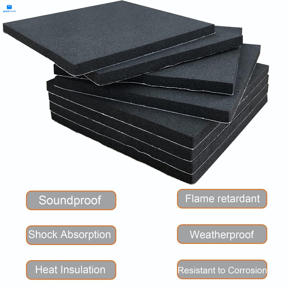 8 Pcs Black Adhesive Foam Padding, Closed Cell 6inX 1/4in,
