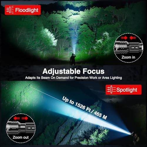 Rechargeable Flashlights High Lumens, 7Modes Dual-Switch Flashlight Black-2Pcs