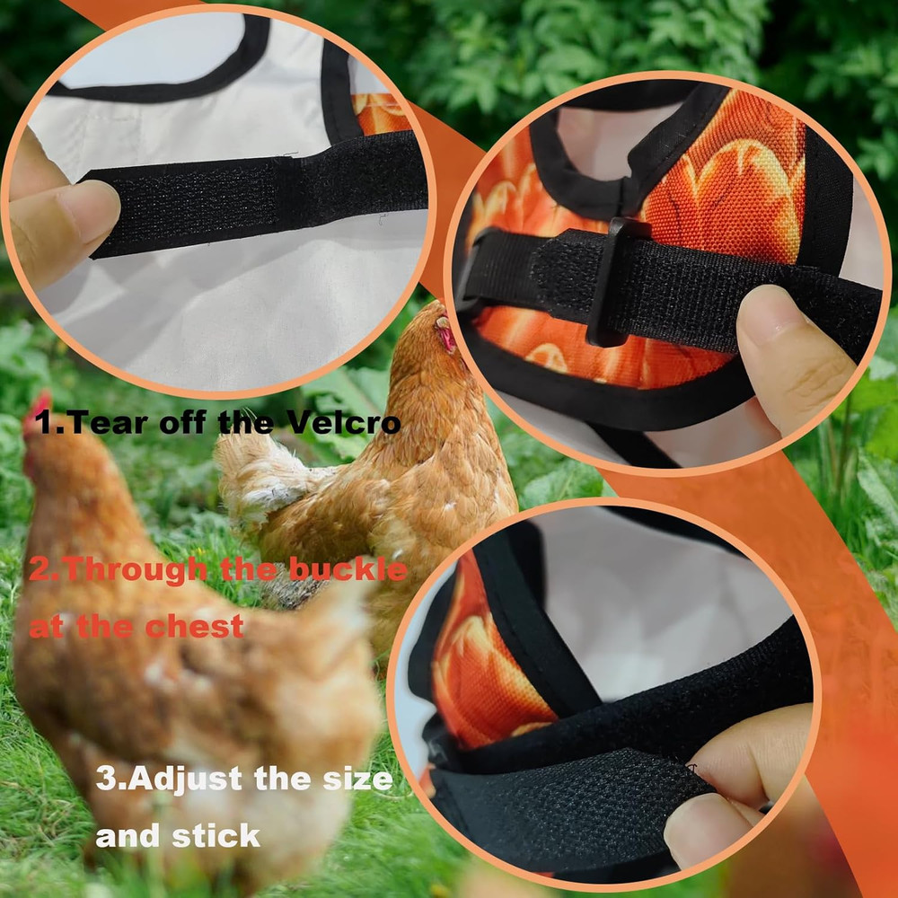 3-Pack Chicken Saddle for Hens, Adjustable Hen Saddle Back Protector Jacket for