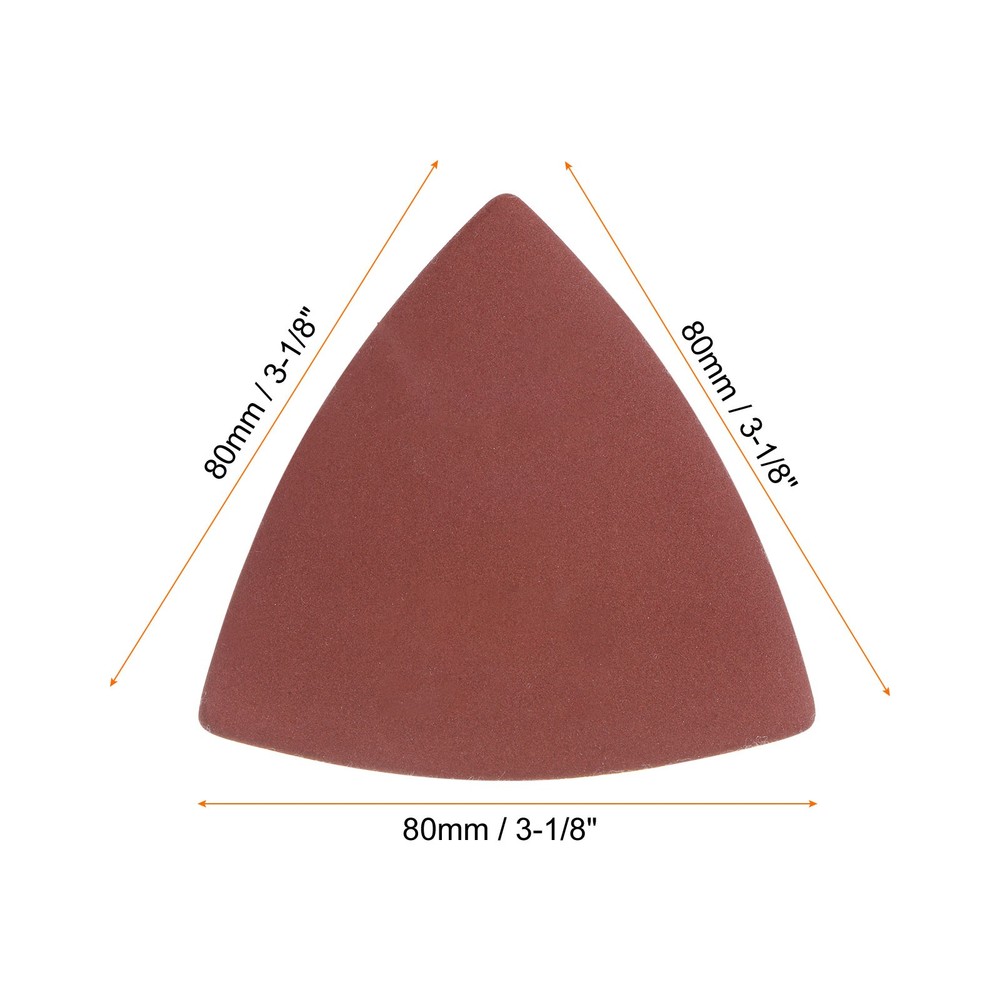 60pcs 600 Grits 80mm Aluminum Oxide Triangular Hook & Loop Sandpapers Pads