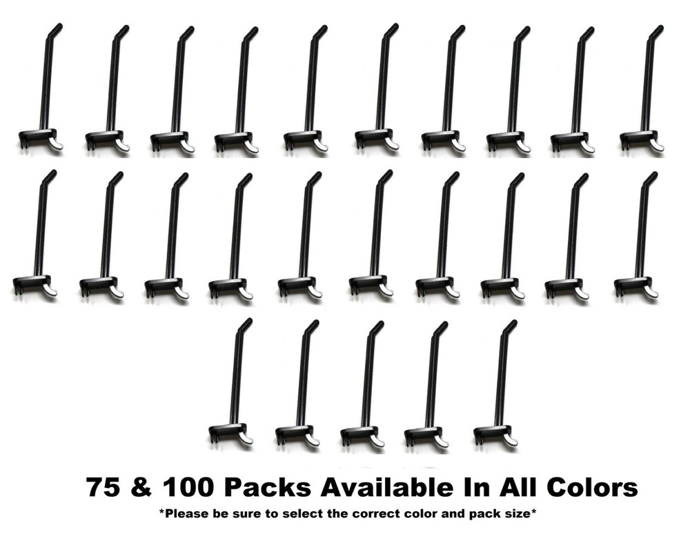 6" Plastic Pegboard Hooks Garage/Tools/Storage/Jewelry/Crafts/ 75 or 100 Pack