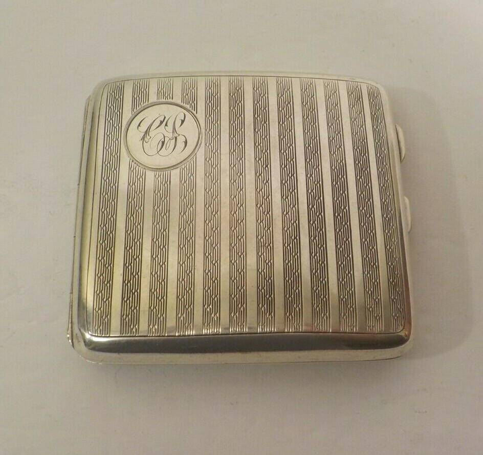 English Sterling Silver Cigarette Case, c. 1922, Monogram