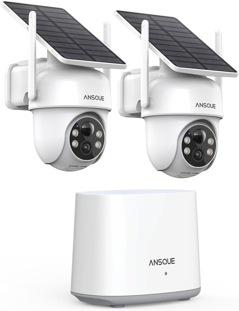 Wireless Security Camera System 2 Camera Kit Solar Powered 360°PTZ Auto Tracking