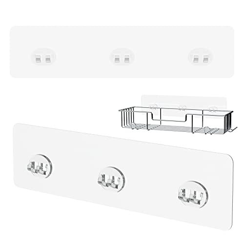 Shower Caddy Adhesive Replacement 3 Wire Hook 2 Pack Transparent 11 13/16"