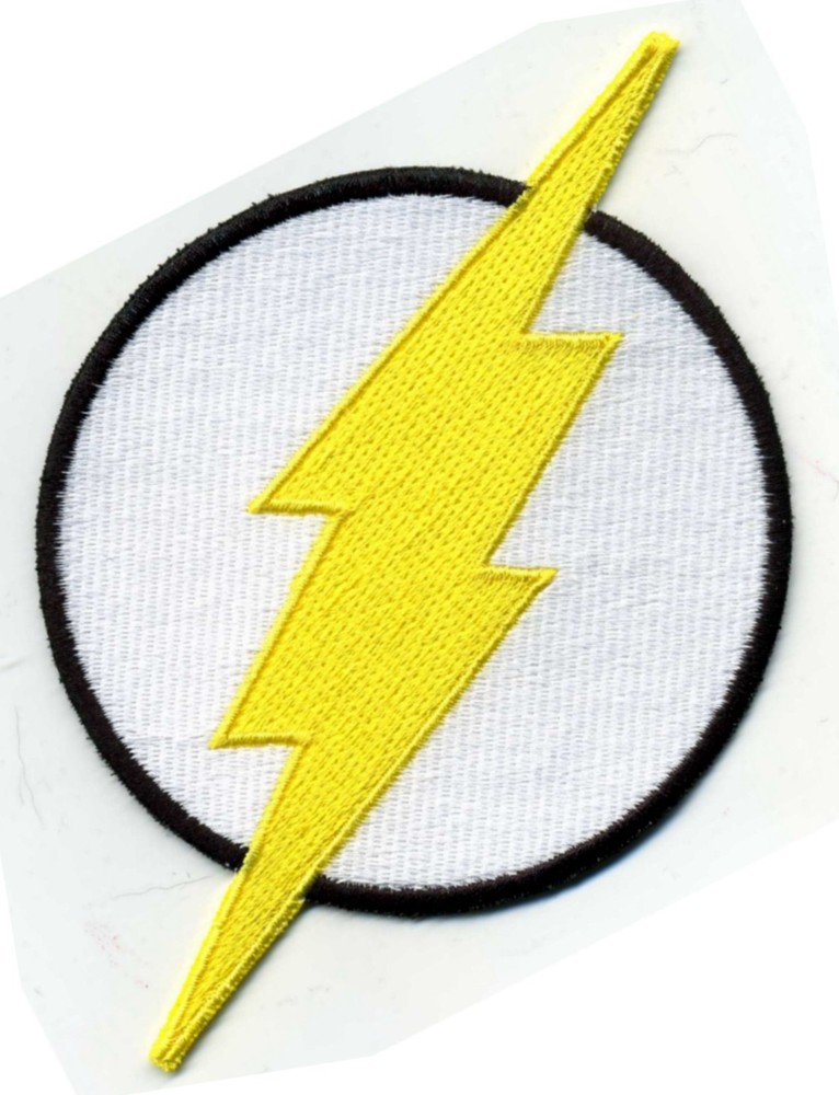 THE FLASH 4" Large Fully Embroidered White & Yellow Chest Insignia Patch