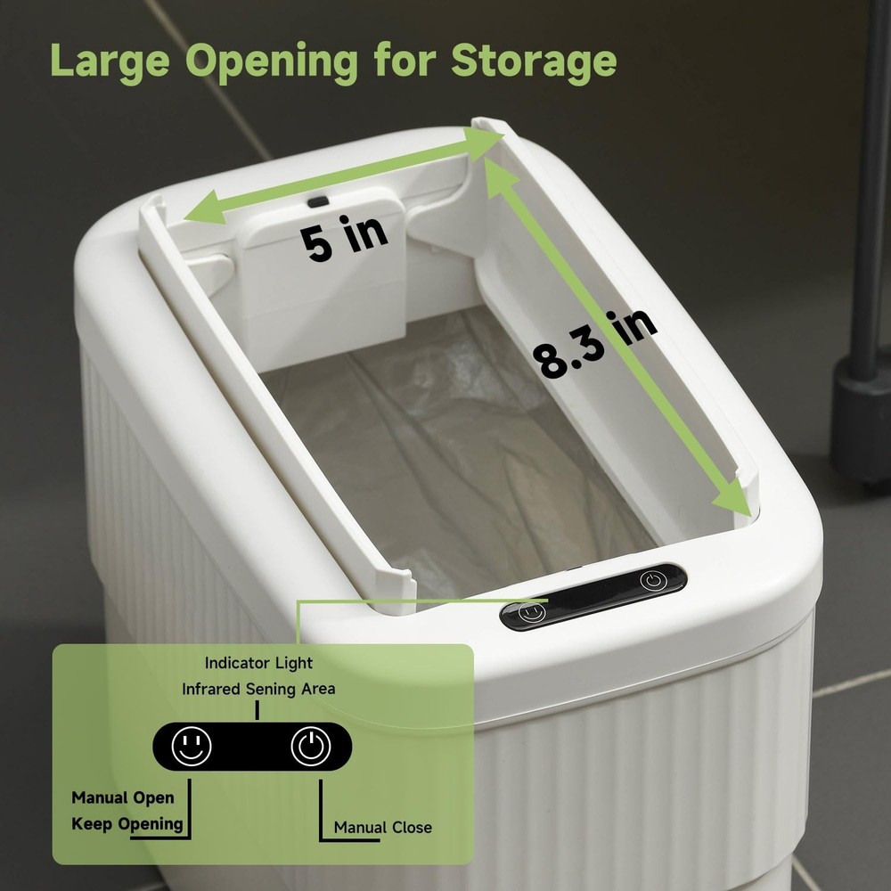 Sensor Hanging Trash Can with Lid 2.5 GallonMotion Sensor Garbage Can Bathroo...