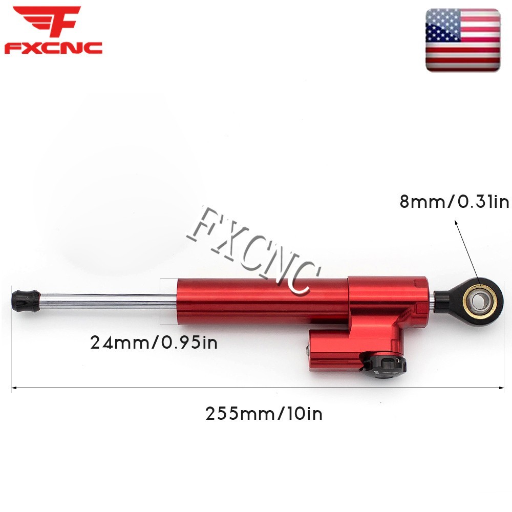 FXCNC Red Steering Damper Stabilizer & Mount Bracket Kit For Ducati Monster 696
