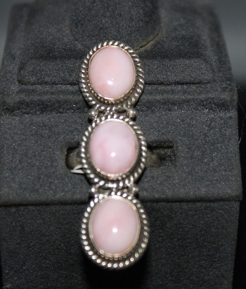 Pink Opal and Sterling Silver Ring