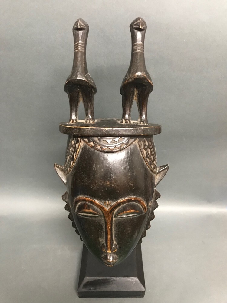 AFRICAN ART YAURE MASK WITH STAND