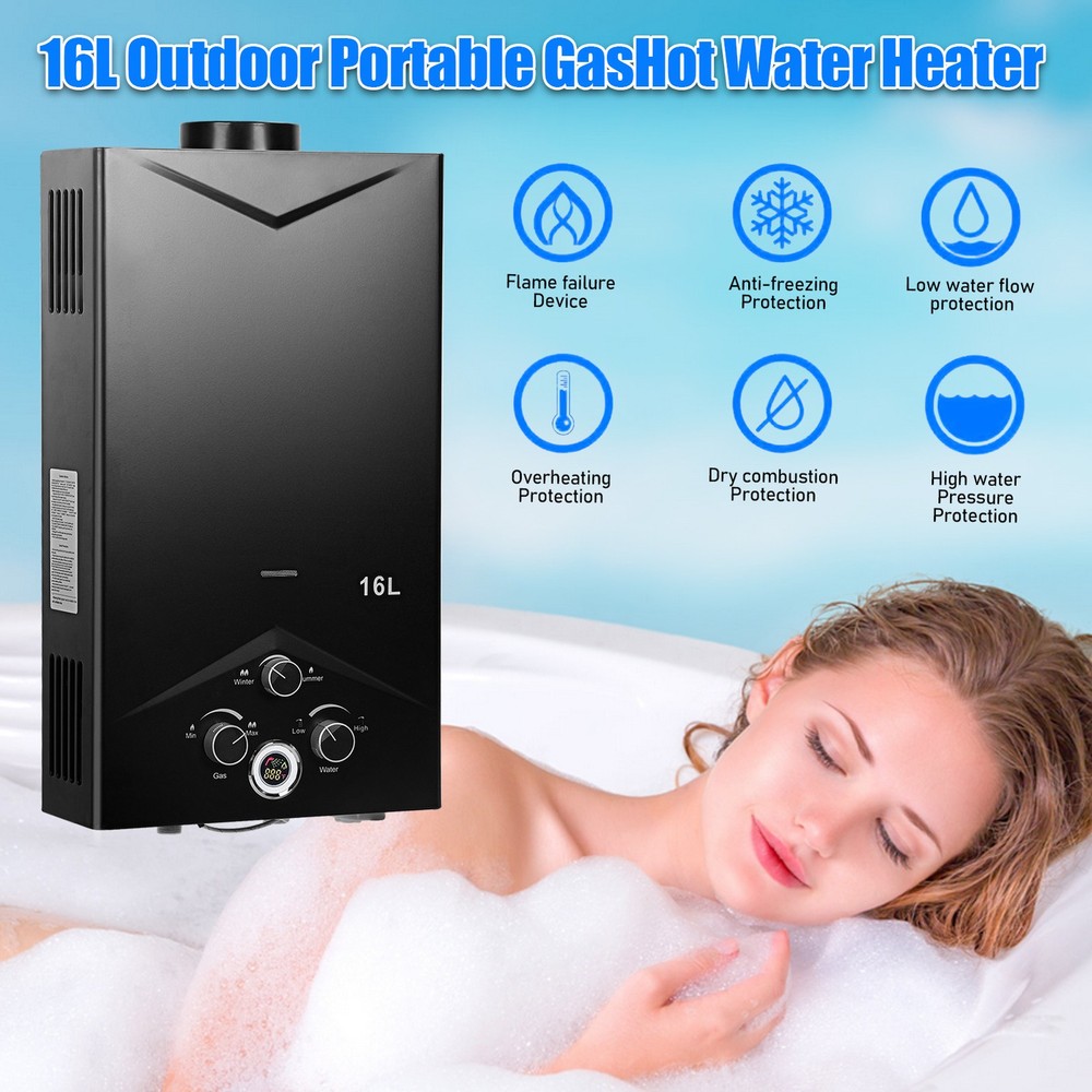 Portable Constant Temperature Gas Hot Water Heaters 16L Tankless Outdoor 4.21GPM