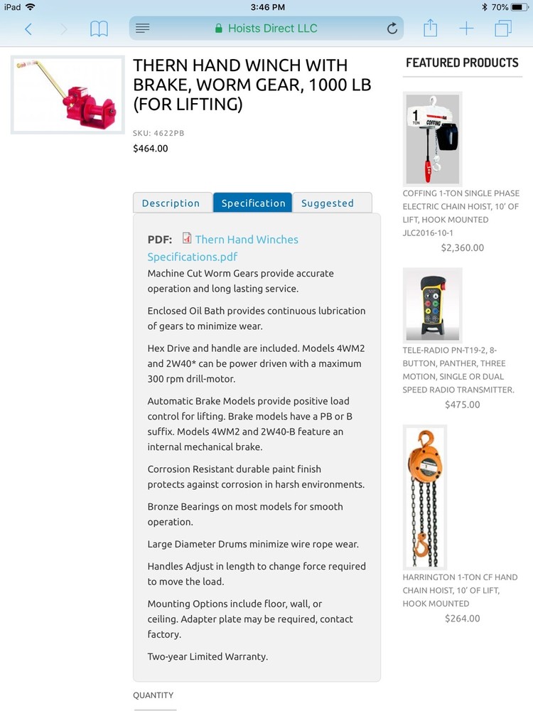 Thern 4622 Hand Winch