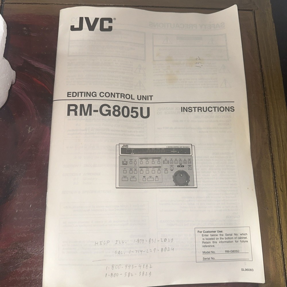 JVC Model RM-G805U Video Editing Controller with Original Box and Manual