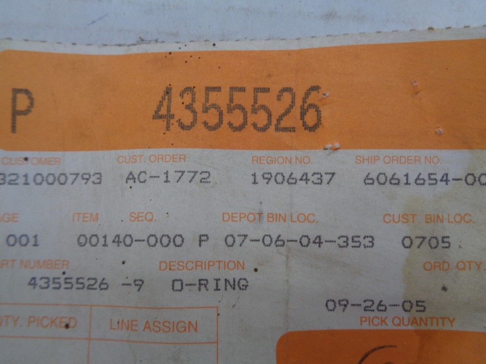 AGCO O-RING PKG QTY 2 - 4355526 - BX19