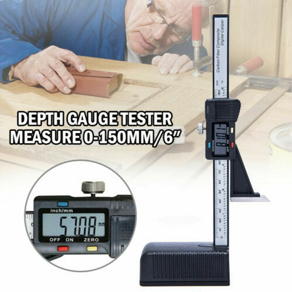 6'' LCD Screen Digital Height Depth Gauge Slide Caliper Vernier Ruler Measuring