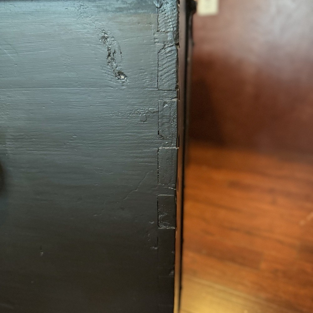 Vintage Large Handmade Solid Wood Large Chest Trunk Storage Black