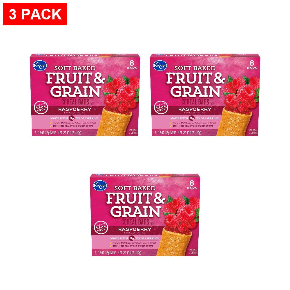 Kroger Fruit & Grain Raspberry Breakfast Bars 8 ct - Pack of 3