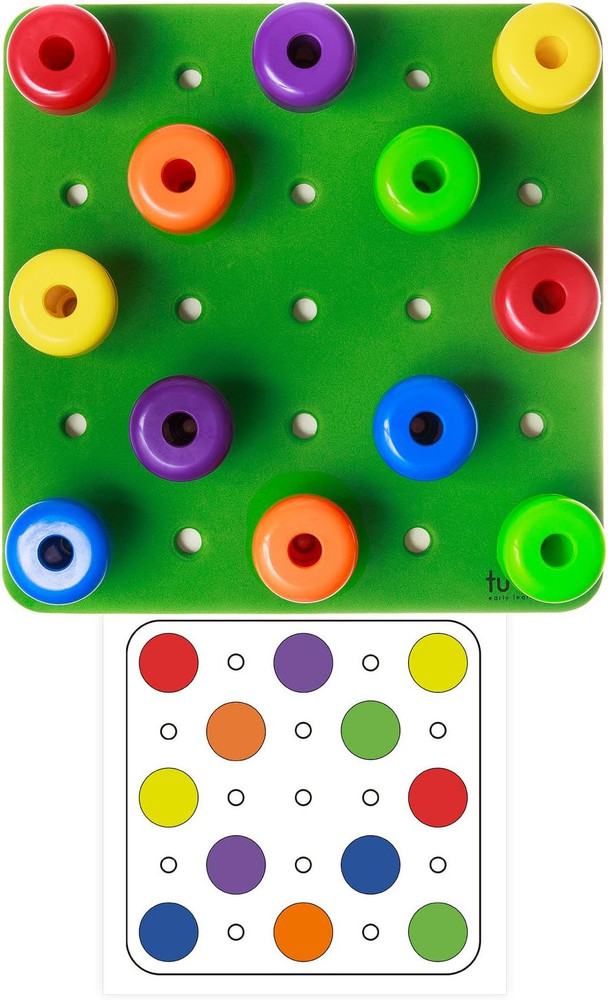 Peg Board Sensory Montessori Toy with 30 Pegs Pattern Card and Backpack