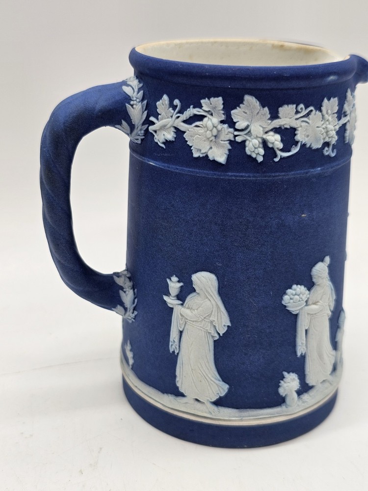 Wedgewood Jasperware Blue And White 4" Creamer Victorian Ornate Boho