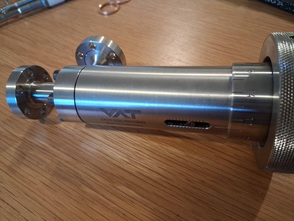 VAT Precision leak valve for controlled gas flow.