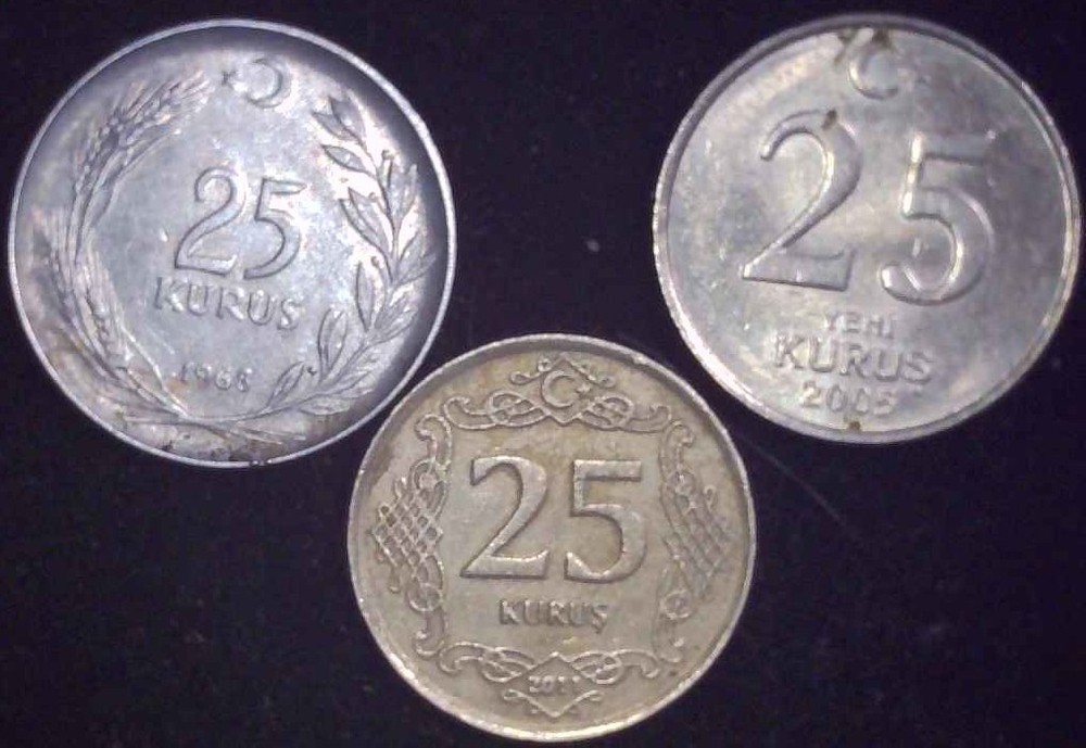 Turkey - Trio - 25 Kuru - 1968, 2005 & 2011