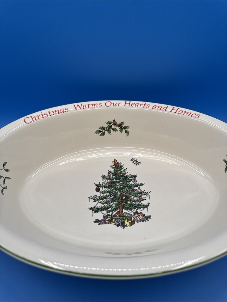Spode Christmas Tree Sentiment Oval Rim Dish