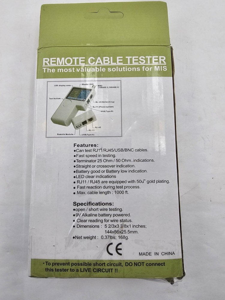 Network Cable Measuring Device / RJ11 / USB / BNC Test