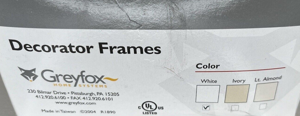 Greyfox Multimedia Decorator Frame, 2 Cat 5e & 2F-Connectors Factory Sealed