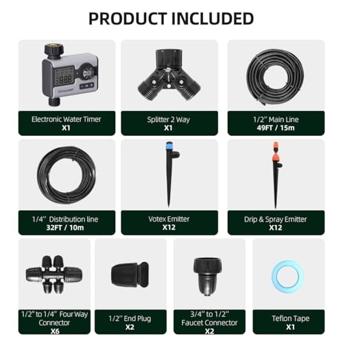 Drip Irrigation System with Water Timer Quick-Connect Automatic Irrigation Kit