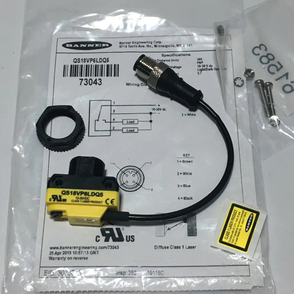 New QS18VP6LDQ5 Banner Engineering Laser Diffuse Photoelectric Sensor