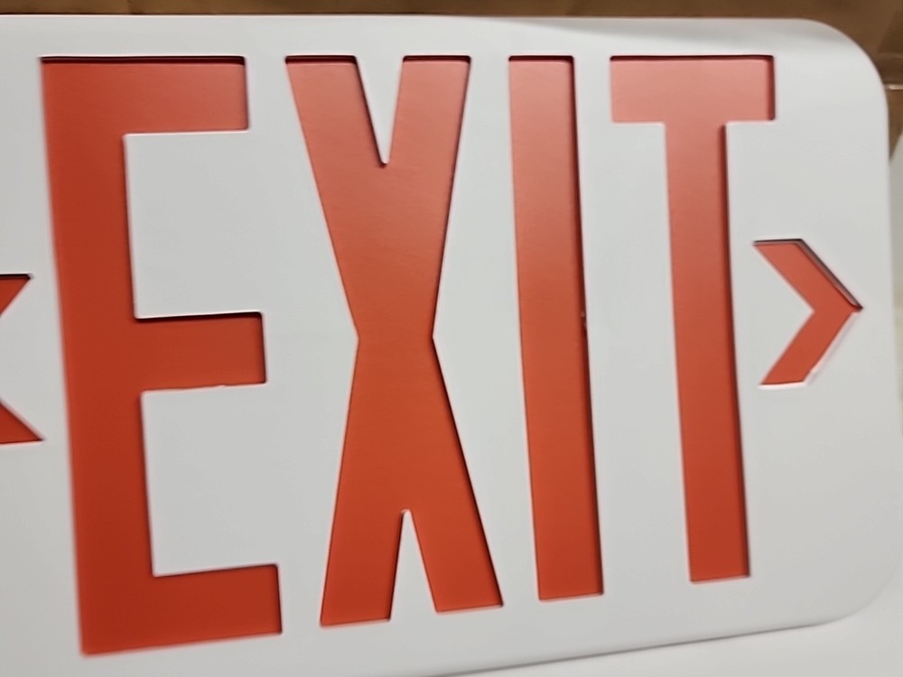 2PK Amazon Basics LED Emergency Exit Sign, Double Face Exit with Battery Backup