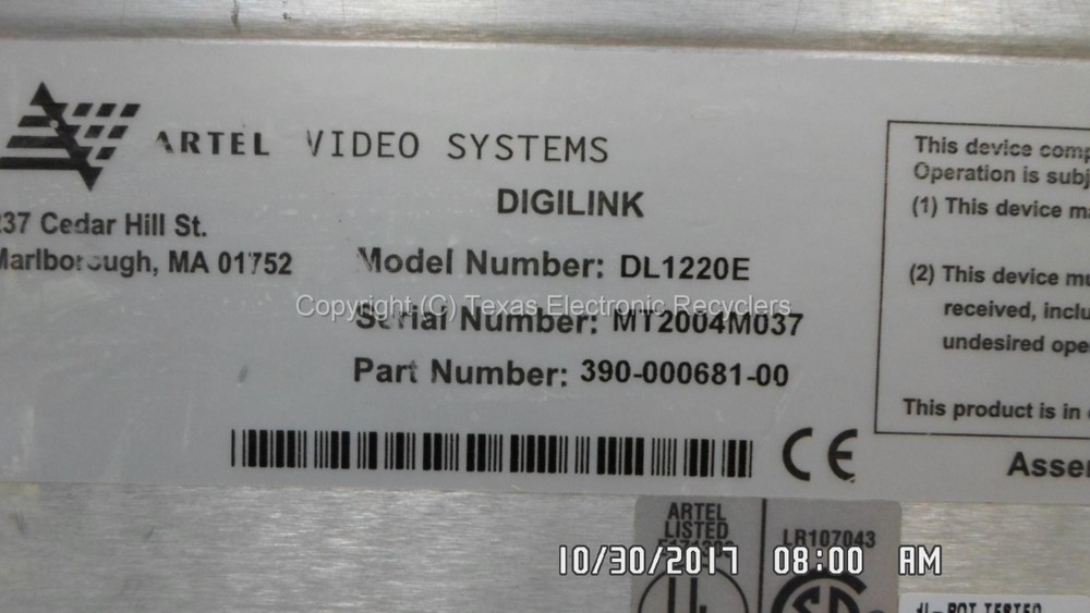 Artel DL1220E 390-000681-00 DigiLink 1220E Encoder