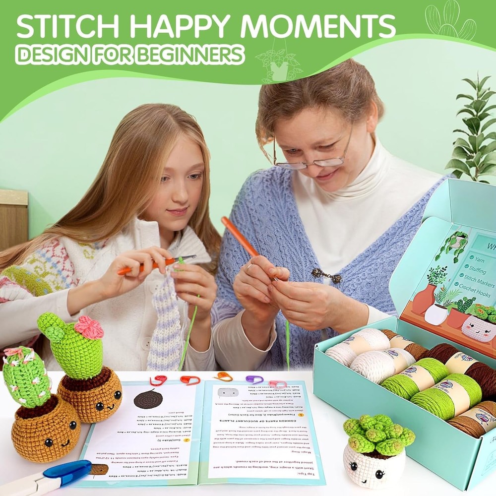 Crochet Plants Kit for Beginners: 6 Hanging Plant Patterns with Video Tutorials