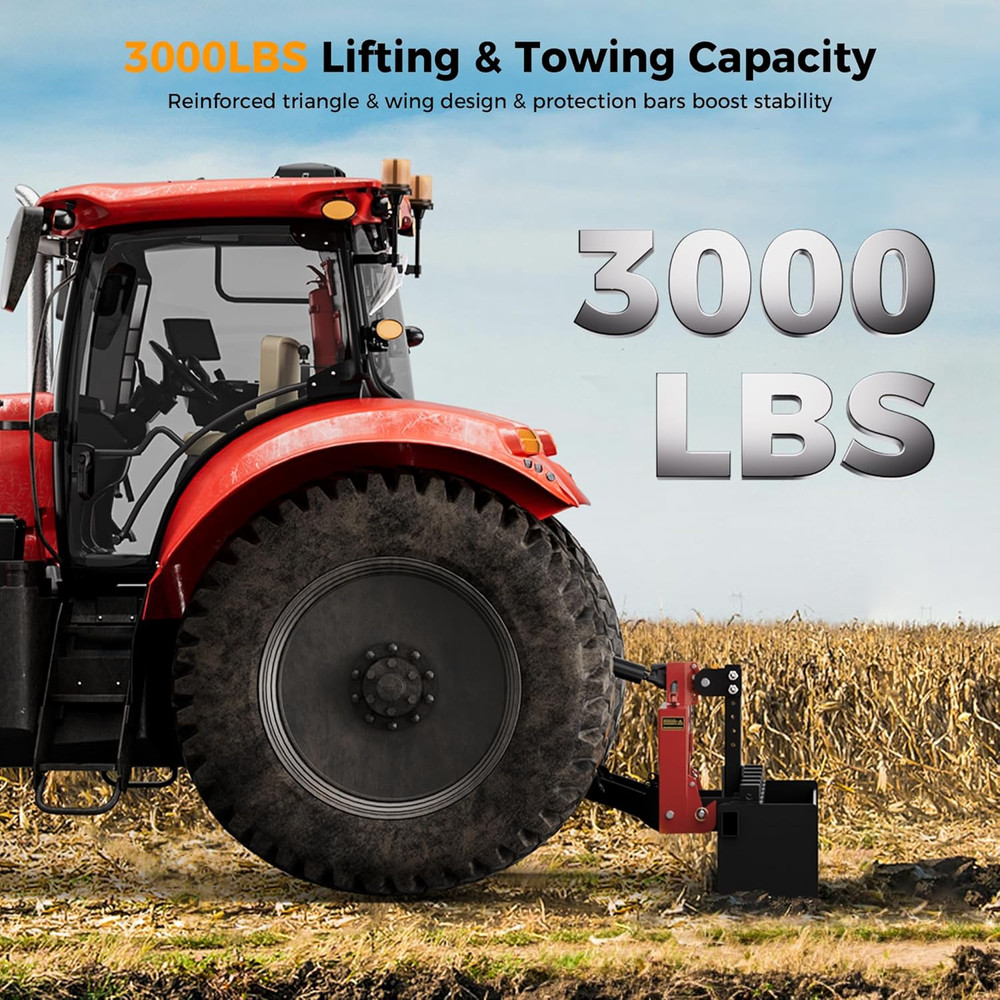 3-Point Quick Hitch with 2" Receiver＆Extra Versatile Adapter, Adaptation to Cate