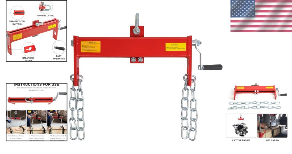 Lightweight Load Leveler Crane with Chains - Versatile Engine Lifting Tool