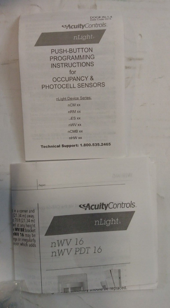 ACUITY CONTROLS NWV-16 LOW VOLTAGE CORNER MOUNT SENSOR KIT