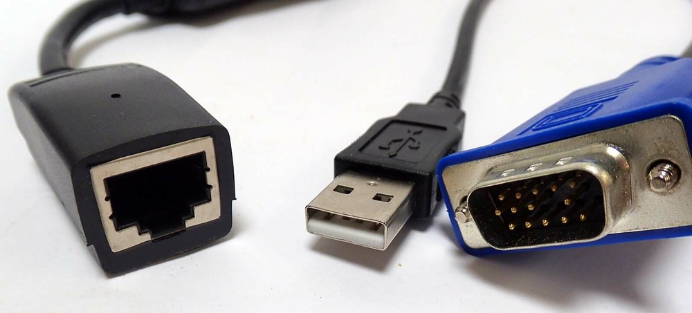 DELL 0TM54C USB SERVER INTERFACE POD KVM CABLE w/ 2 NETWORK CABLES NOS