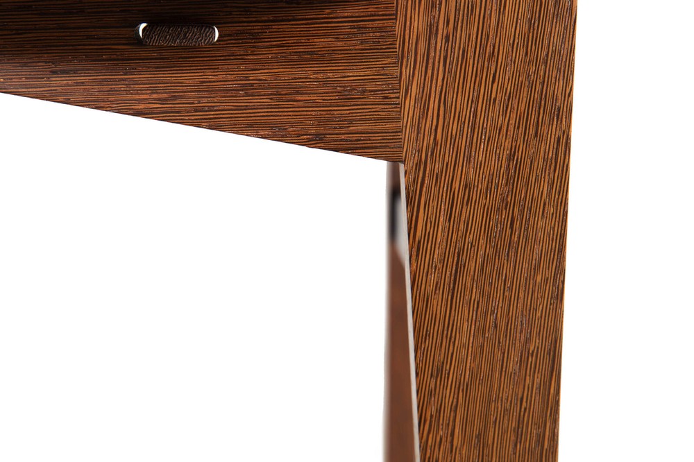 Circa 1987 Post-Modern Ebony Hardwood Accent Table w/ Dovetailed Corners