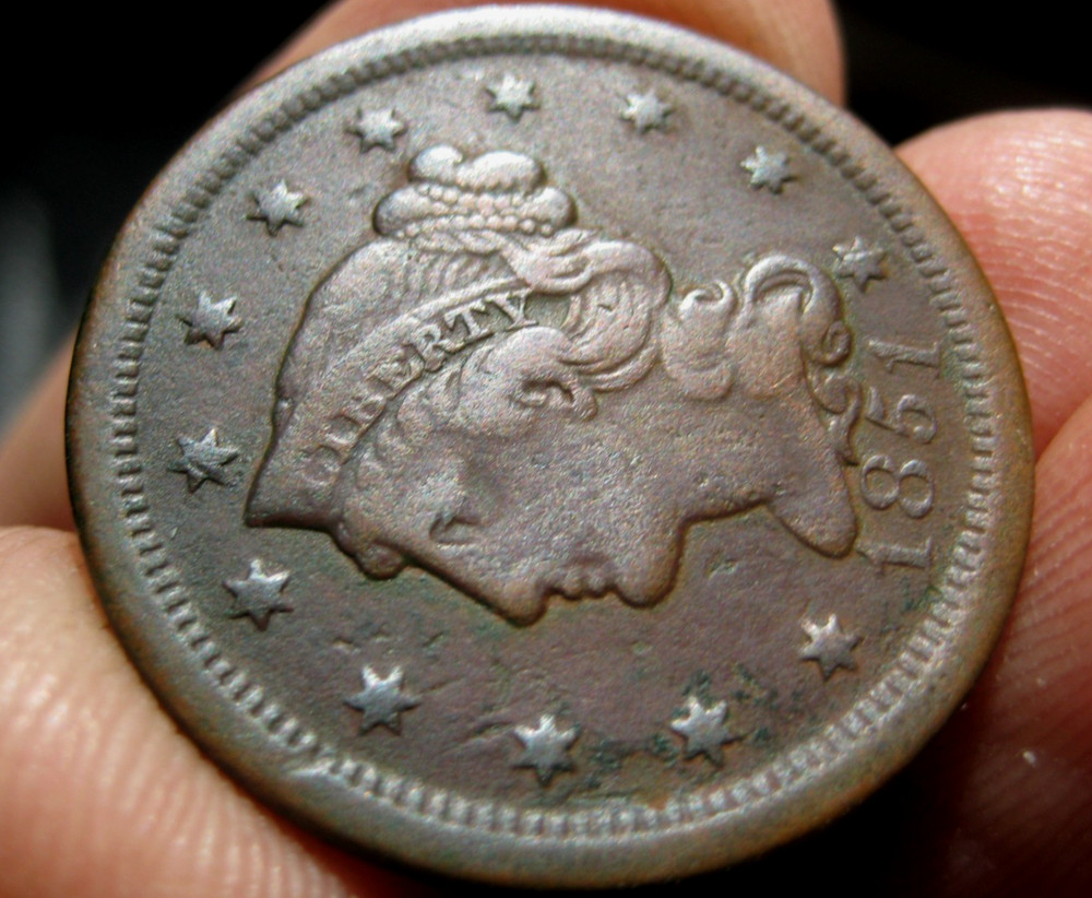 1851 LARGE CENT ~ Normal Date ~ Very Fine