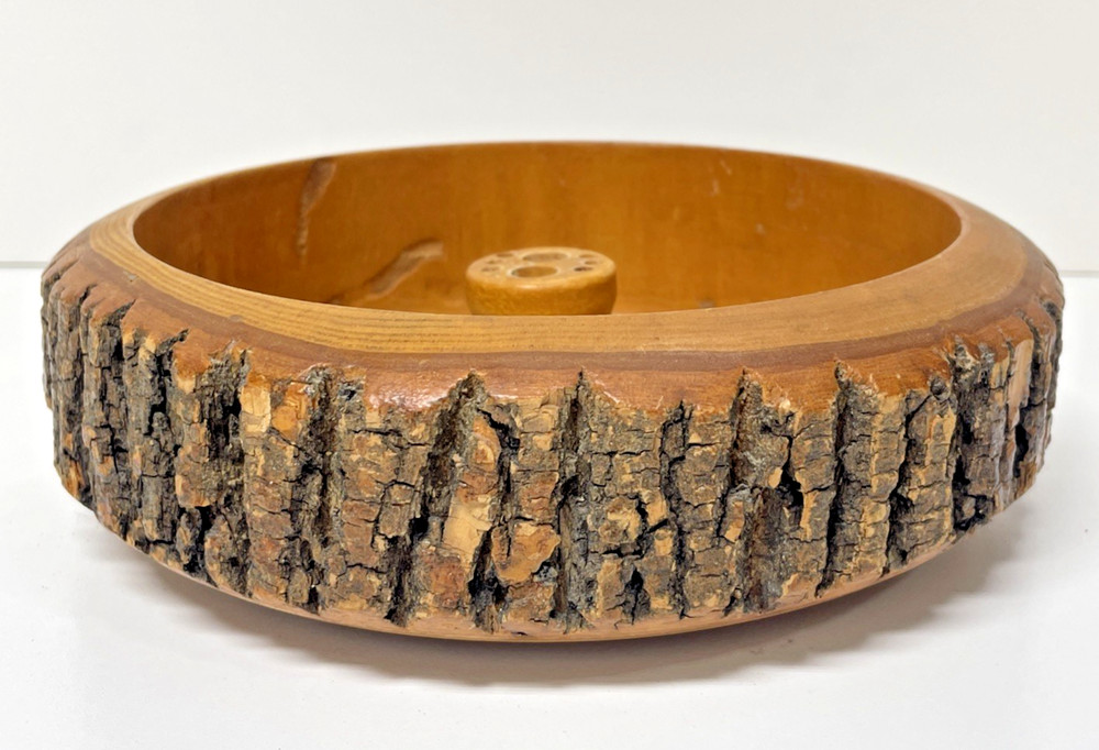 Vintage Wooden Walnut Nutcracker Bowl And Tools Rustic Mid-Century Decor