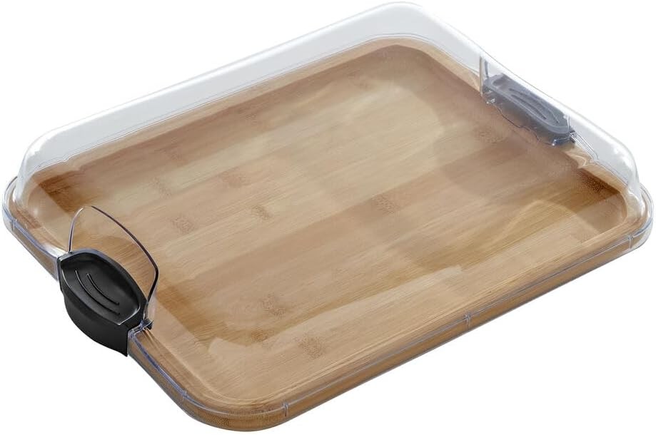Build-A-Board Bamboo Cutting Board W/ Single Storage Compartment Clear Locking