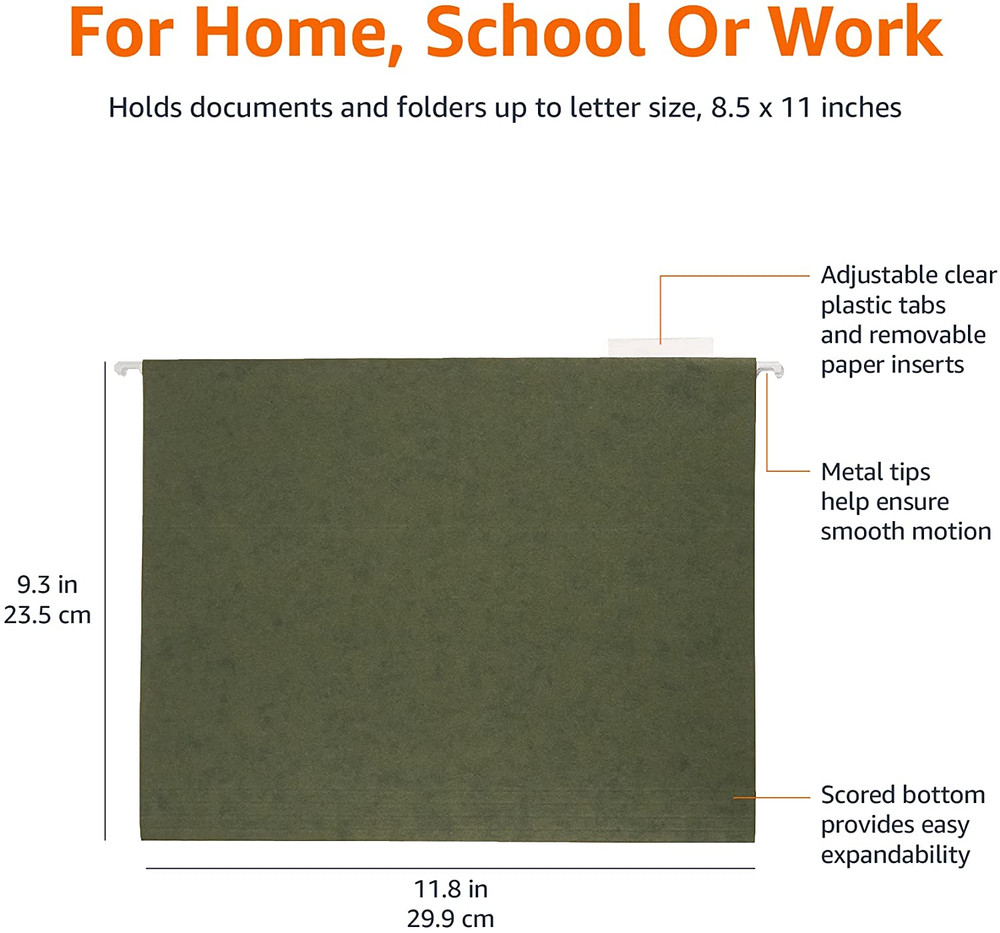 Hanging Organizer File Folders for Efficient Filing, Sturdy, Adjustable Tabs,...