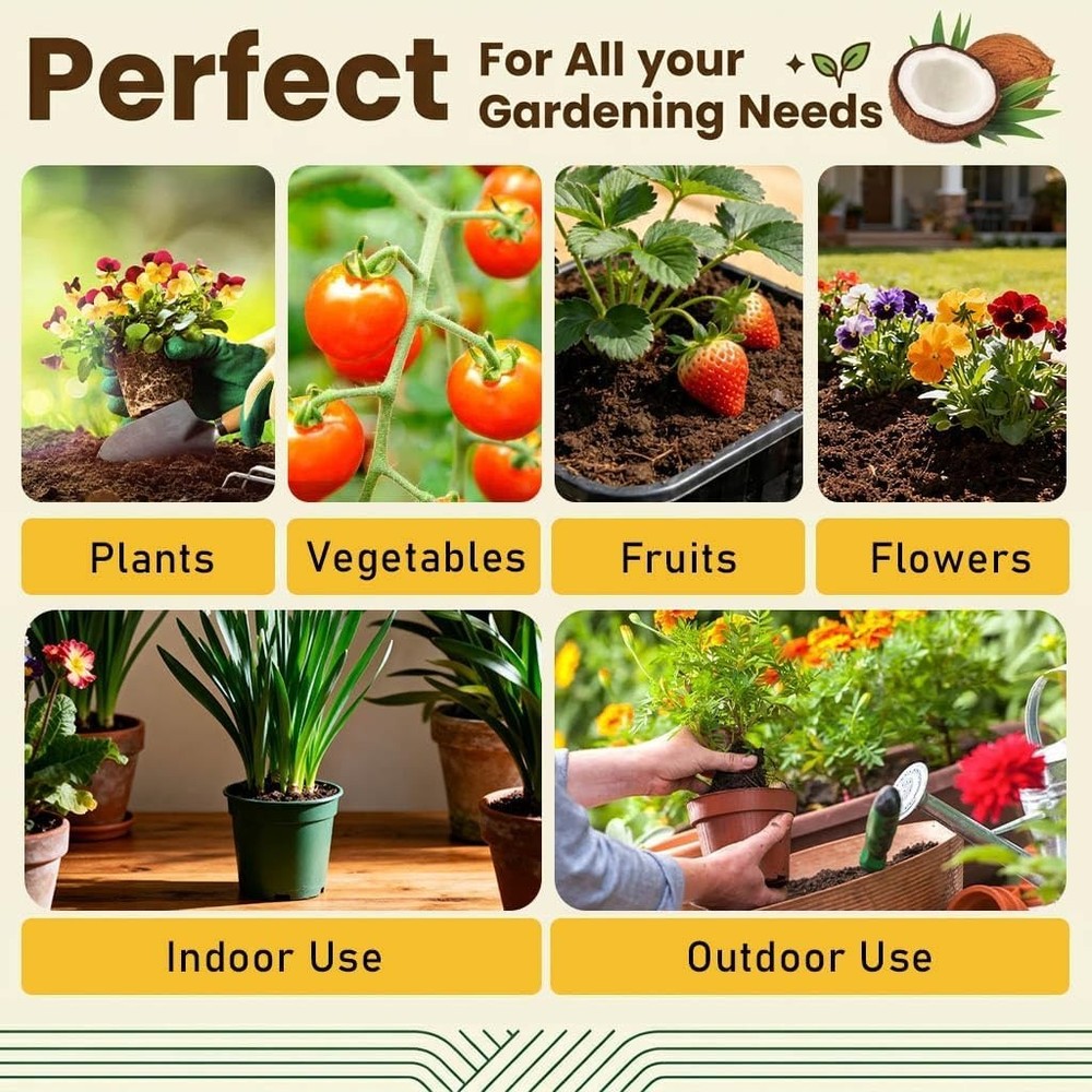Coco Coir Brick 1Pc Compressed Coconut Fiber Soil Low EC pH Balanced Seed Starte