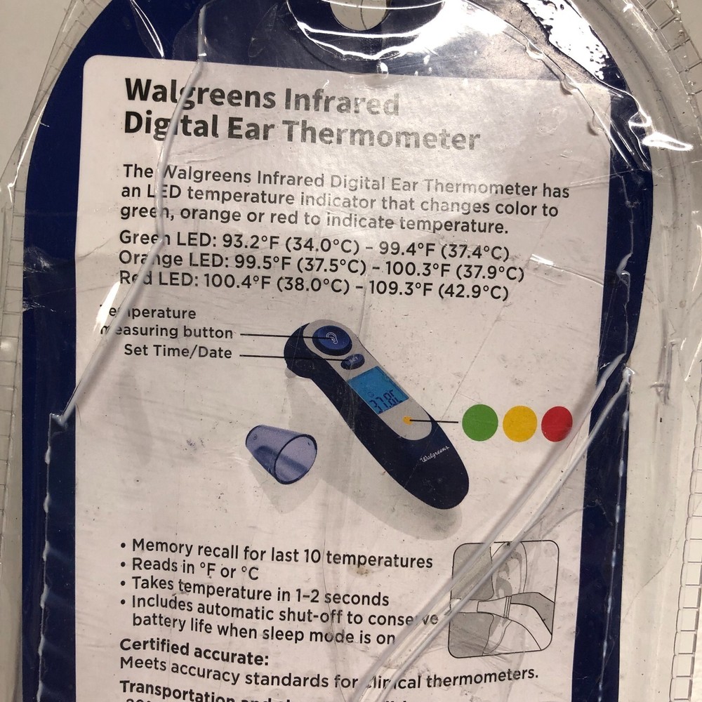 Walgreens Infrared Digital Ear Thermometer with LED indicator 2 sec read