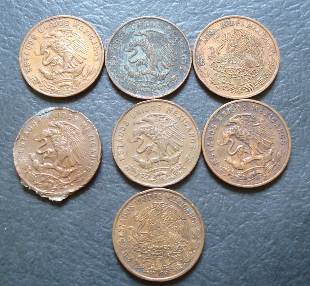 MEXICO Mo 20 Cent Bronze Lot 7 coins