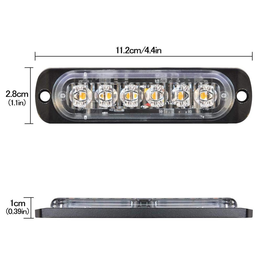 SEISSO 12-Pack 6 LED Sync Feature Amber Strobe Lights 12 Pieces,