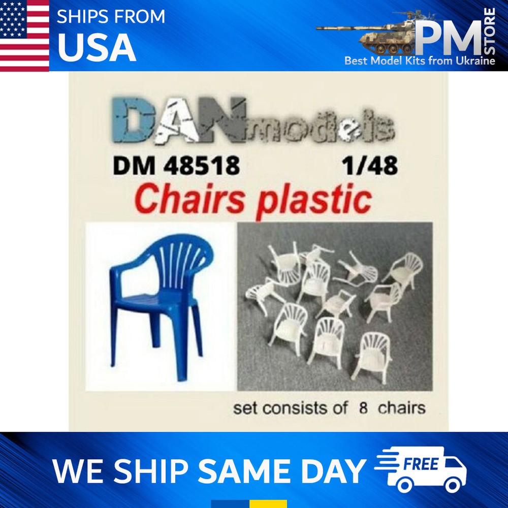 Dan Models 48518 Diorama accessories. Plastic chairs 8 pcs. 1/48