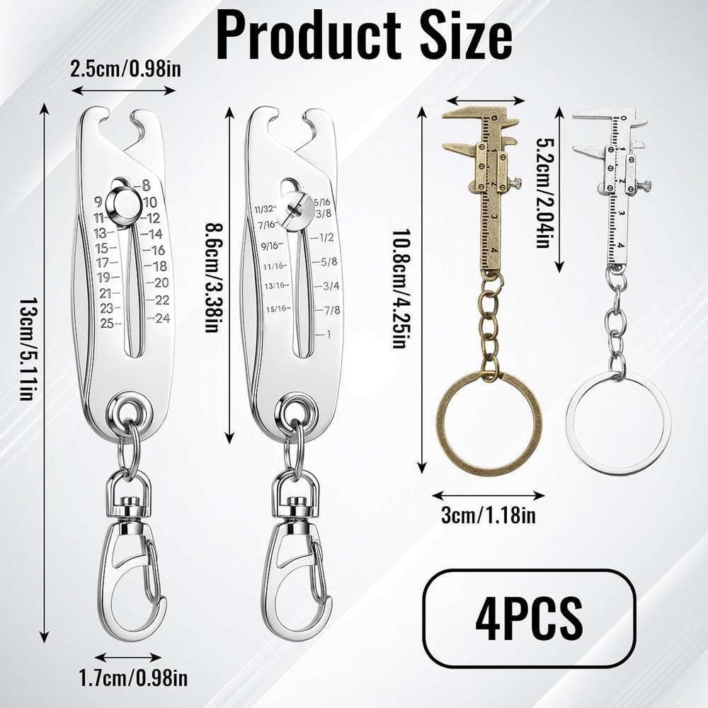 2PCS Keychain Thread Measuring Tool - Adjustable & Accurate for All Bolts