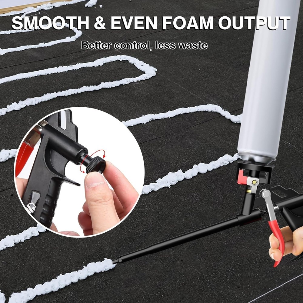 Adjustable Foam Applicator Gun - Hand-Powered No-Clean Design for Home Projects